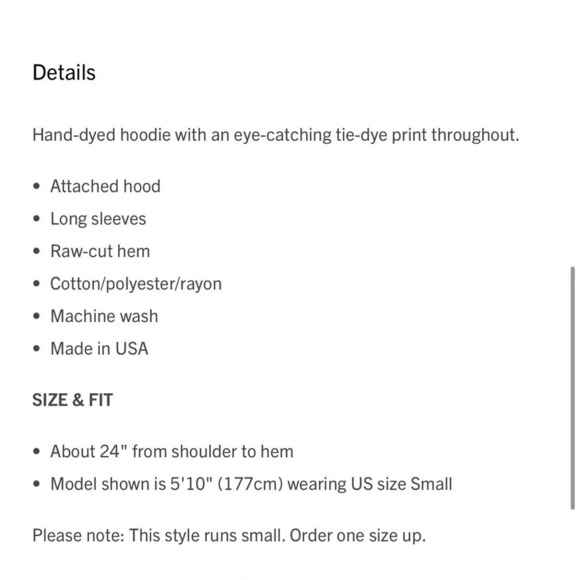 Aviator Nation Tie Dye Crop Hoodie Small - Picture 11 of 11